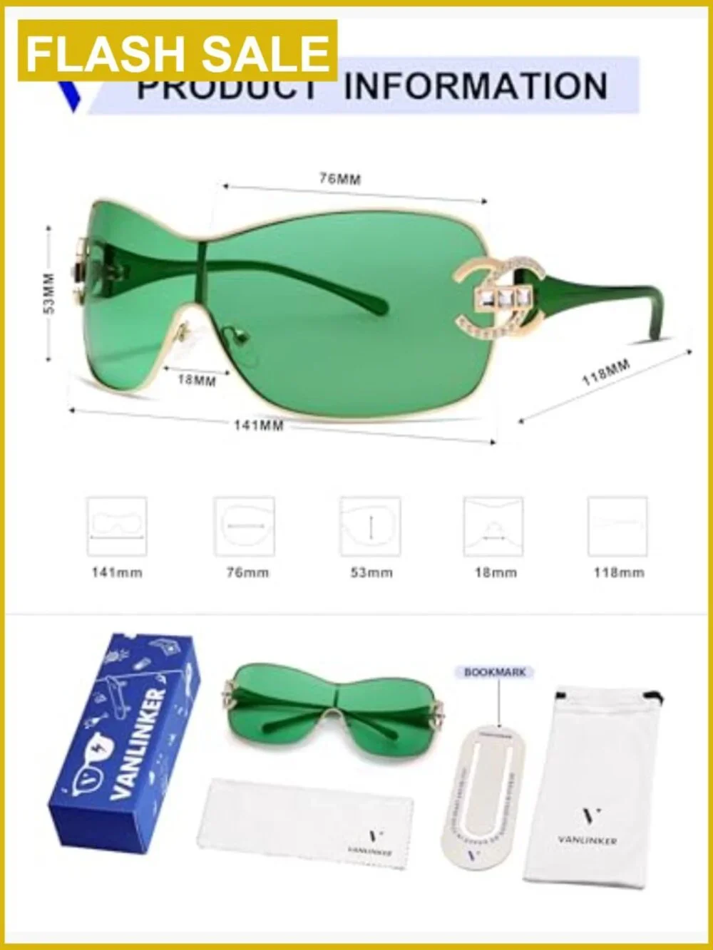 Wrap Around Y2K Oversized Shield Sunglasses with UV400 Protection